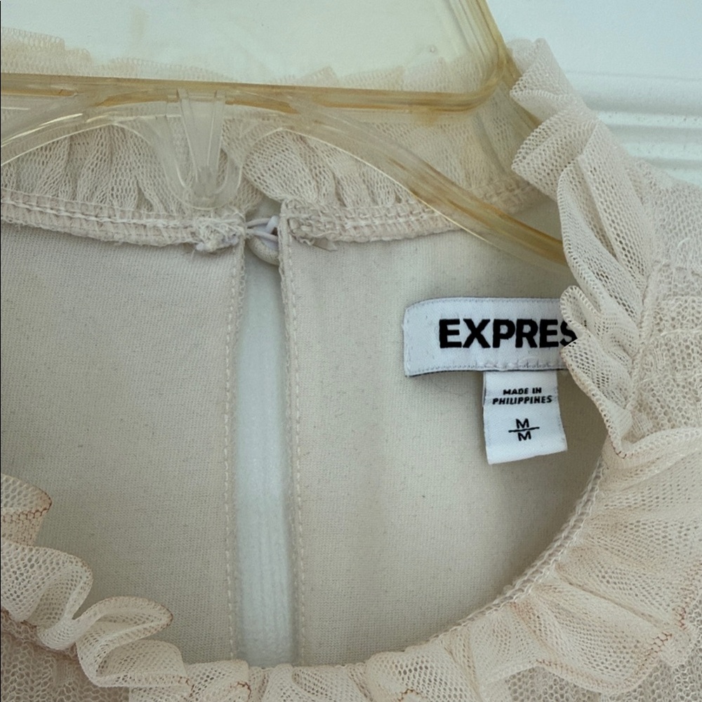 Express Cream Sheer Ruffled Blouse - Picture 3 of 4